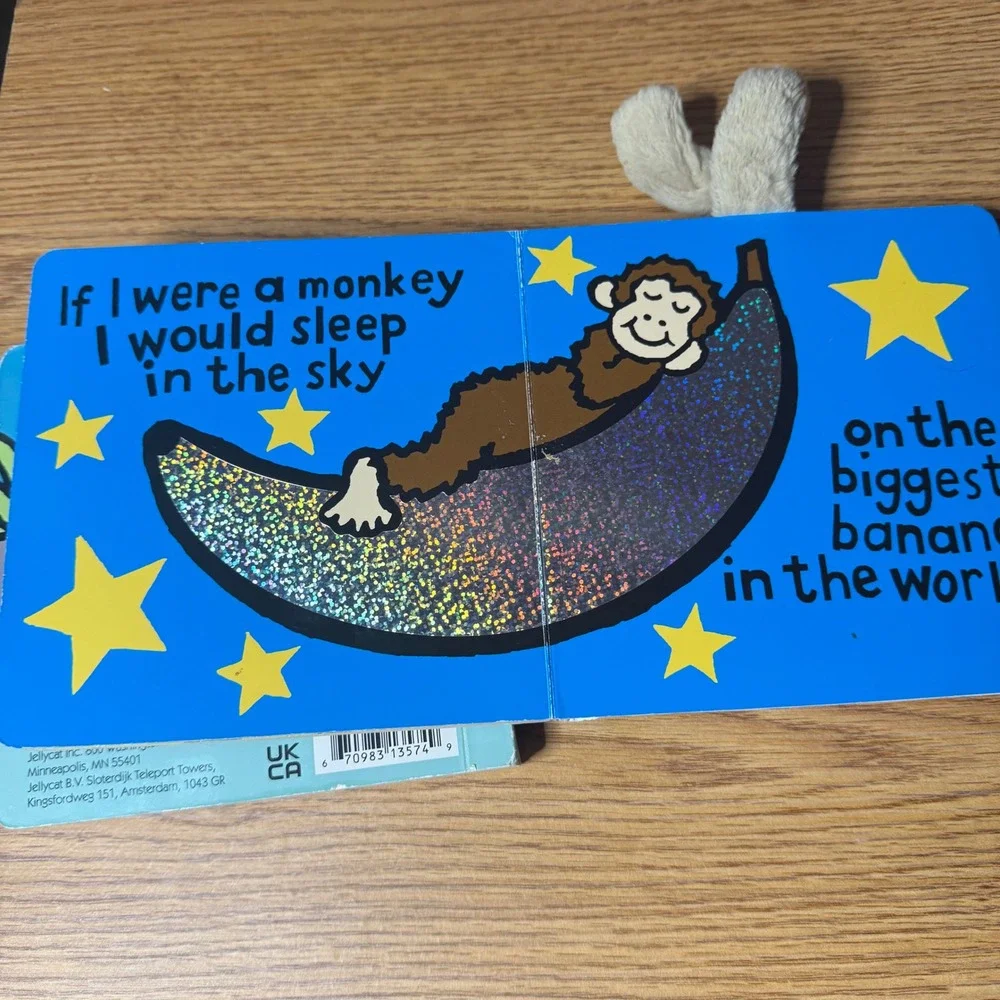 Jellycat If I Were a Monkey / Flamingo Board Book Set Touch Feel sensory Toddler